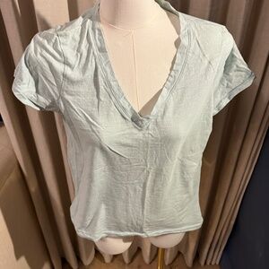 Madewell Mint Green V-Neck Pocket Tee | XS